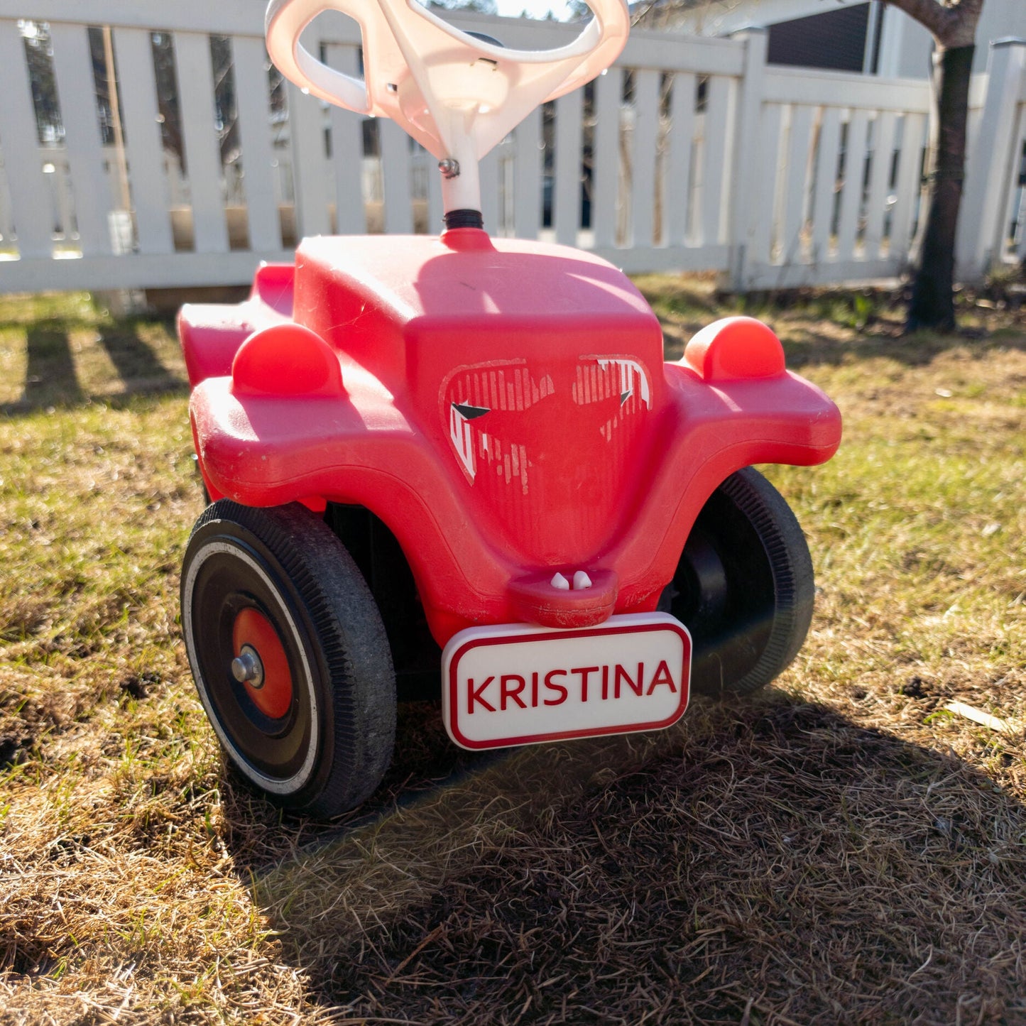 Registreringsskylt Bobby Car i bruk